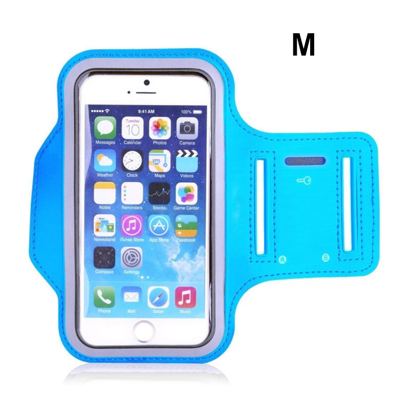 Funda de teléfono con banda para el brazo para correr, 5-7 pulgadas, para iPhone 12, 11 Pro, Max, X, XR, 6, 7, 8 Plus, Samsung S20 Plus, Note 20, A51, A50: M Light Blue