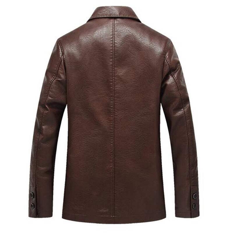 Zakelijke Lederen Jas Mannen Dikke Warme Liner Windbreaker Mens Pu Leren Jas Cadeau Vader Jaqueta Masculinas Plus Size M-4XL