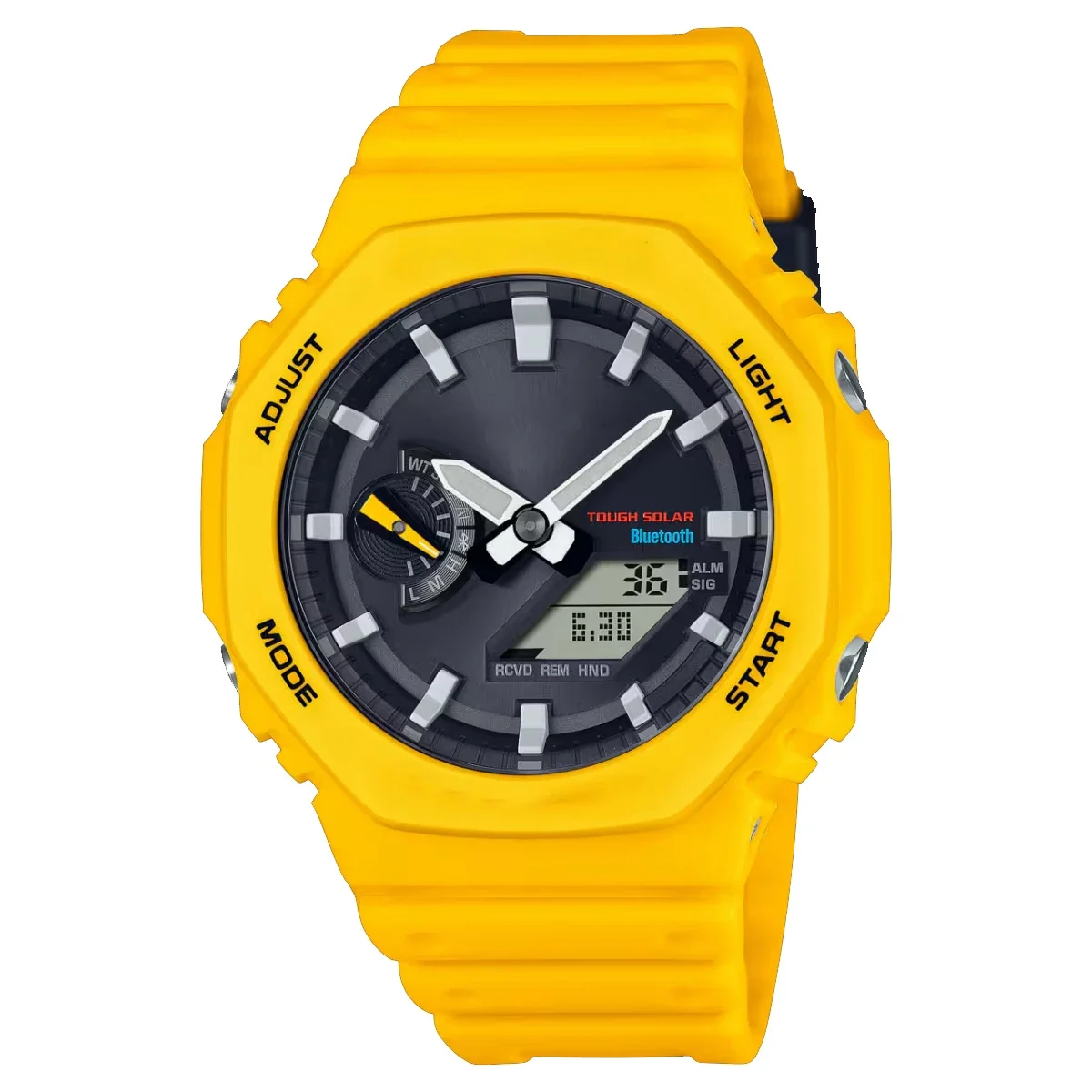 GA-2100 Men's Watch Waterproof and Shockproof Date G Sports Alarm Clock Multi SHOCK functional LED Dual Screen Watch: Ivory