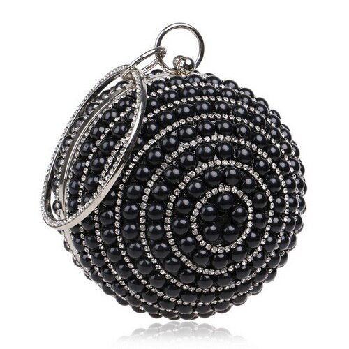 Ball Diamond Tassel Women Party Metal Crystal Clutches Evening Wedding Bag Bridal Shoulder Handbag Wristlets Clutch: black2