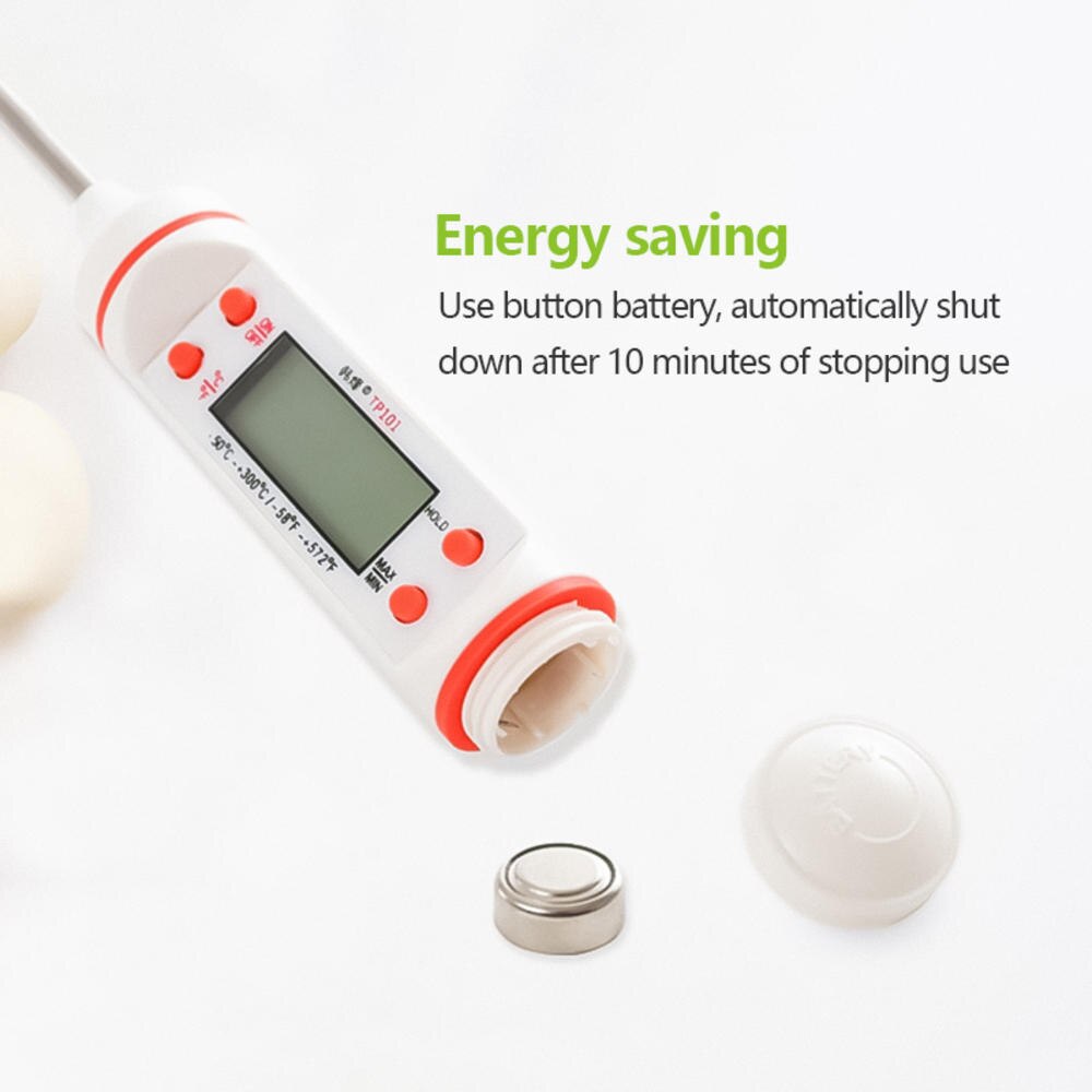 White Digital Food Probe Thermometer With Battery BBQ For Meat Milk Turkey Chicken Beef Kitchen Tools