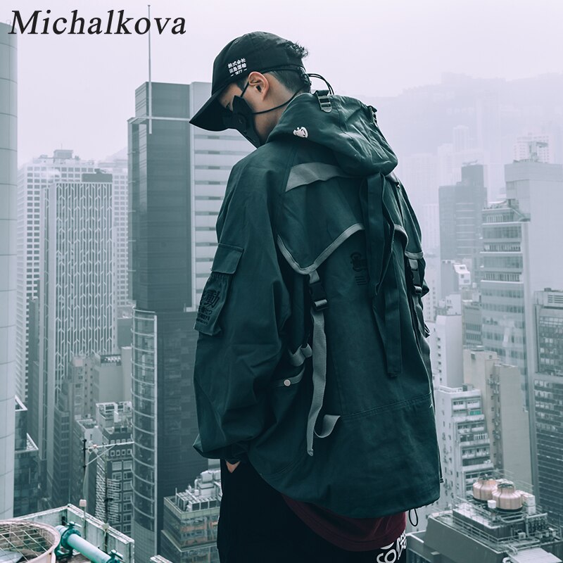 michalkova Air Force flying Functional streamer hip hop loose dark coat men's Japanese original night wind streamer