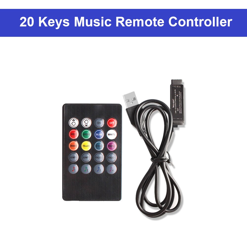 5v usb led strip rgb controller bluetooth musik rf  ir 3 17 44 nøgler fjernbetjening trådløs til rgb 5050 2835 usb led strip lys: Musikcontroller