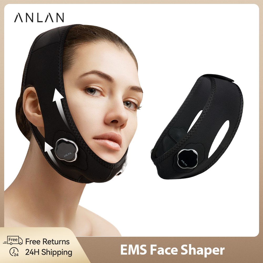 ANLAN EMS máscara de elevación Facial Reduce la barbilla doble cinturón eléctrico para levantar mejillas forma de la cara EMS masajeador adelgazante de cara