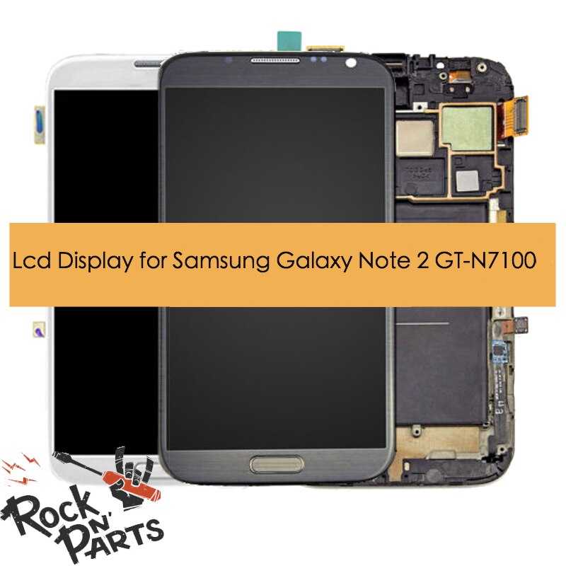Original lcd til samsung galaxy note 2 ii lcd display berøringsskærm dizitizer forsamling med ramme gt -n7100 n7105 n7100