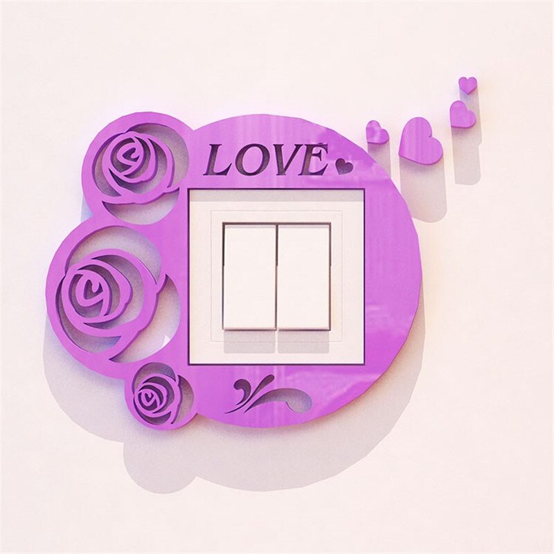 Light Switch Stickers Acrylic Switch Poster Modern Style Living Room Switch Decorative Wall Stickers DIY Art Wallpaper: Rose Purple