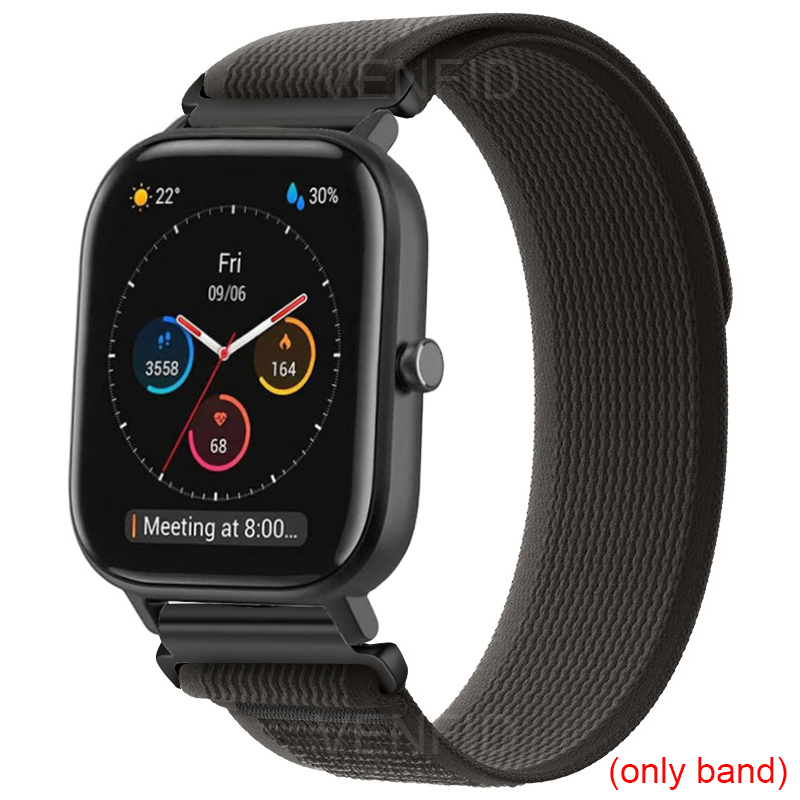 20mm nylonrem til xiaomi huami amazfit gts 4 3 2e mini blød sportsur armbånd rem løkke til bip 3 s u lite pro gtr 42mm: Sort gul / 15mm