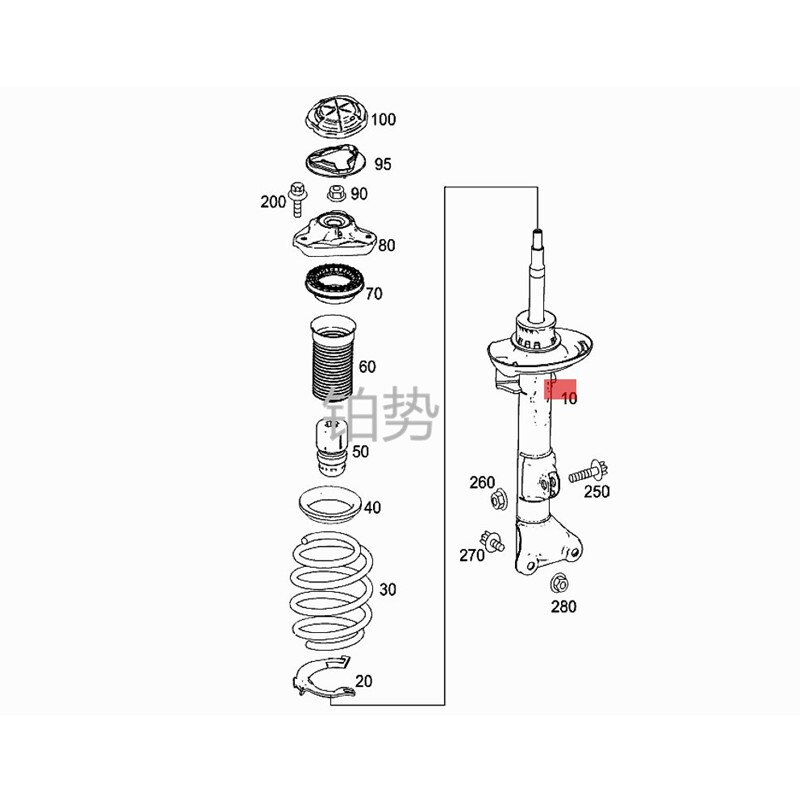 Pilier d'amortisseur de voiture -mer dec esb enzE260 E200 E300 E400 W212 assemblage d'amortisseur
