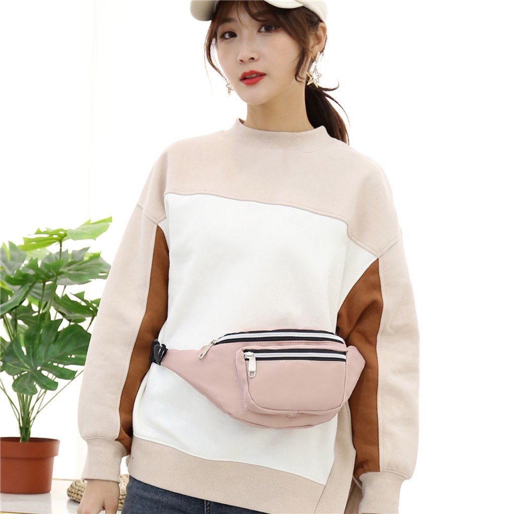 Aelicy Taille Verpakking Mode Dames Effen Kleur Nylon Schouder Crossbody Bag Nylon Rits Messenger Bag Borst Waistbag Telefoon Tassen