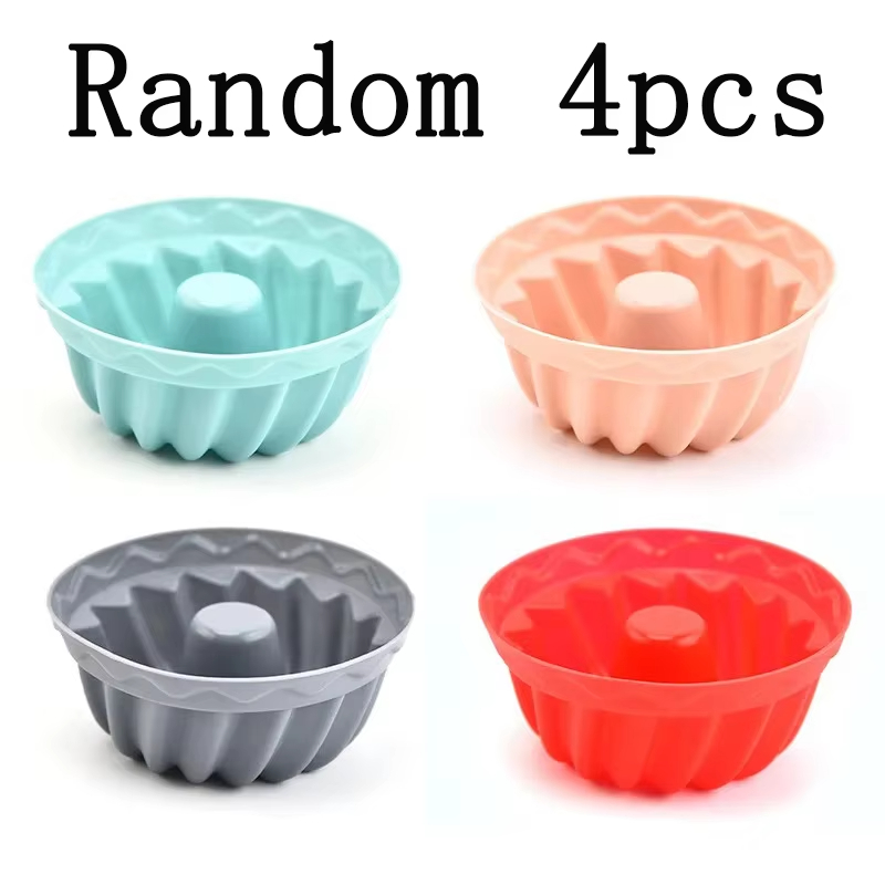 4/12Pcs Non-stick Silicone Mini Cake Pans Molds Muffin Cupcake Jelly Mold Fluted Tube Cake Making Reusable Kitchen Baking Tool: MULTI