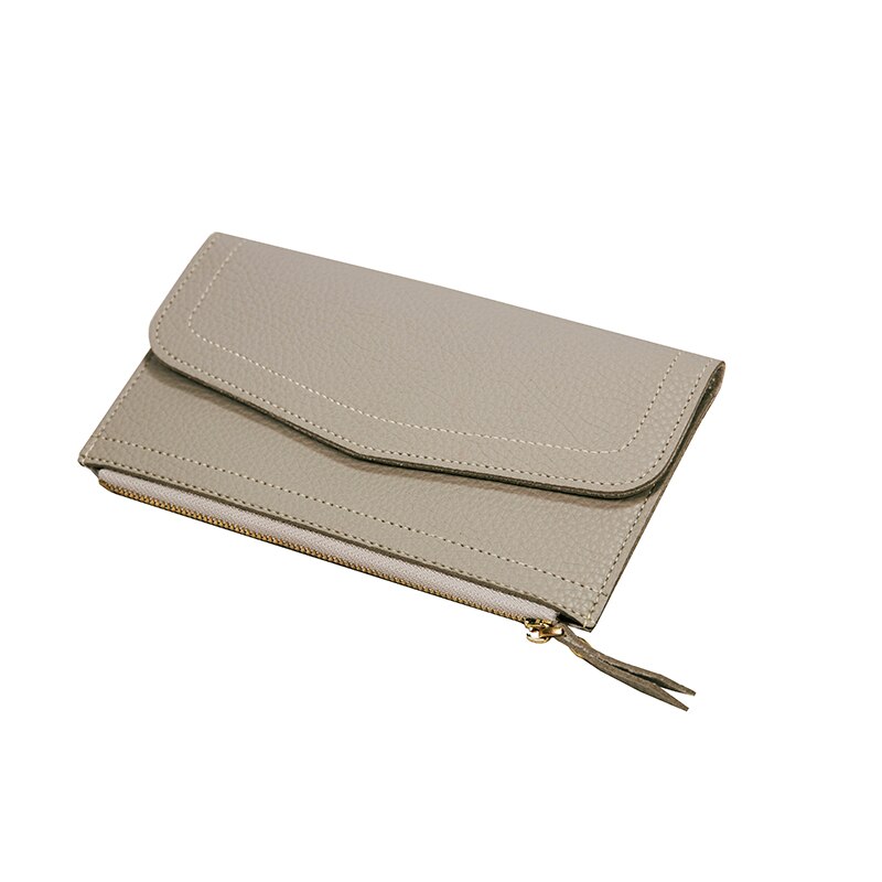 Portemonnee dames portemonnee clutch dames portemonnee leren telefoon portemonnee dames lange pu hoesje telefoonhoesje carteira femme: Lichtgrijs