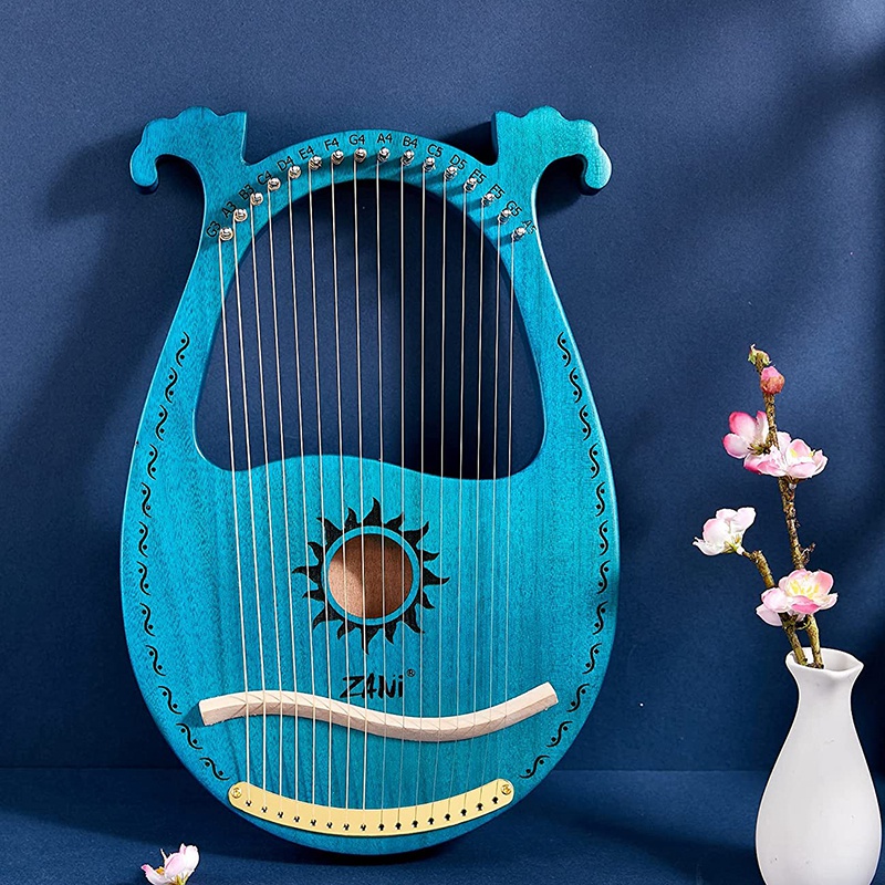 ZANi Lyre Harp,16 String Mahogany Lyre Harp,16 String Lyre Unique Patterns Carved Phonetic Symbol,for Music Lovers Beginners,Etc