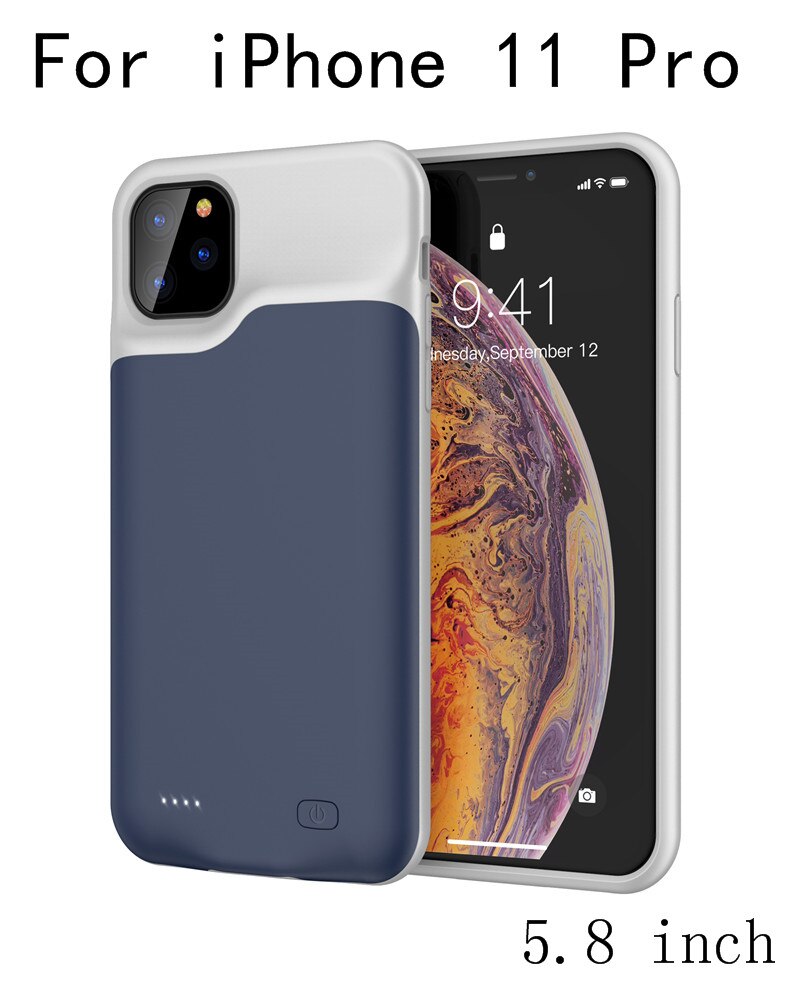 10000 mah powerbankhoes voor iphone 11 pro, batterijladerhoes voor iphone 11 pro max powerbank, oplaadhoes  i11: I11 pro-blauw