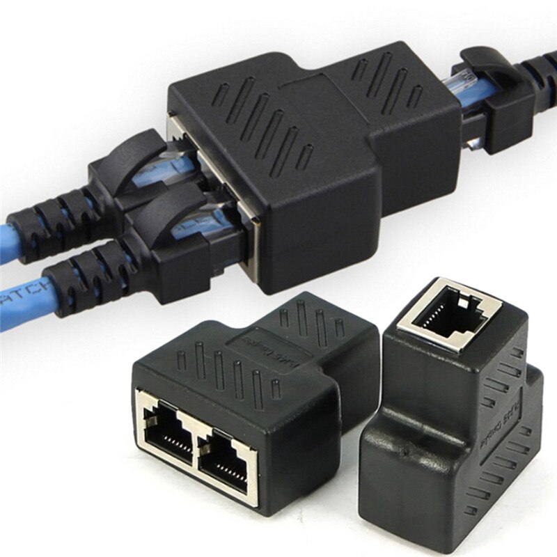 1 Naar 2 Manieren RJ45 Lan Ethernet Netwerk Kabel Vrouwelijke Splitter Connector Adapters