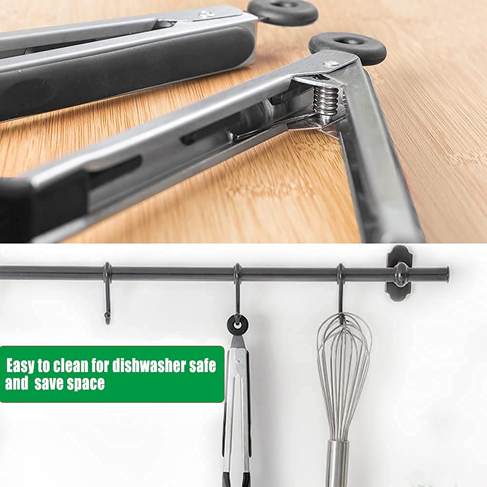 9/12 Inch Cooking Tongs Steak Clip Stainless Steel Handle Kitchen Silicone Bread Serving Tongs Heat Resistant BBQ Grill Tongs