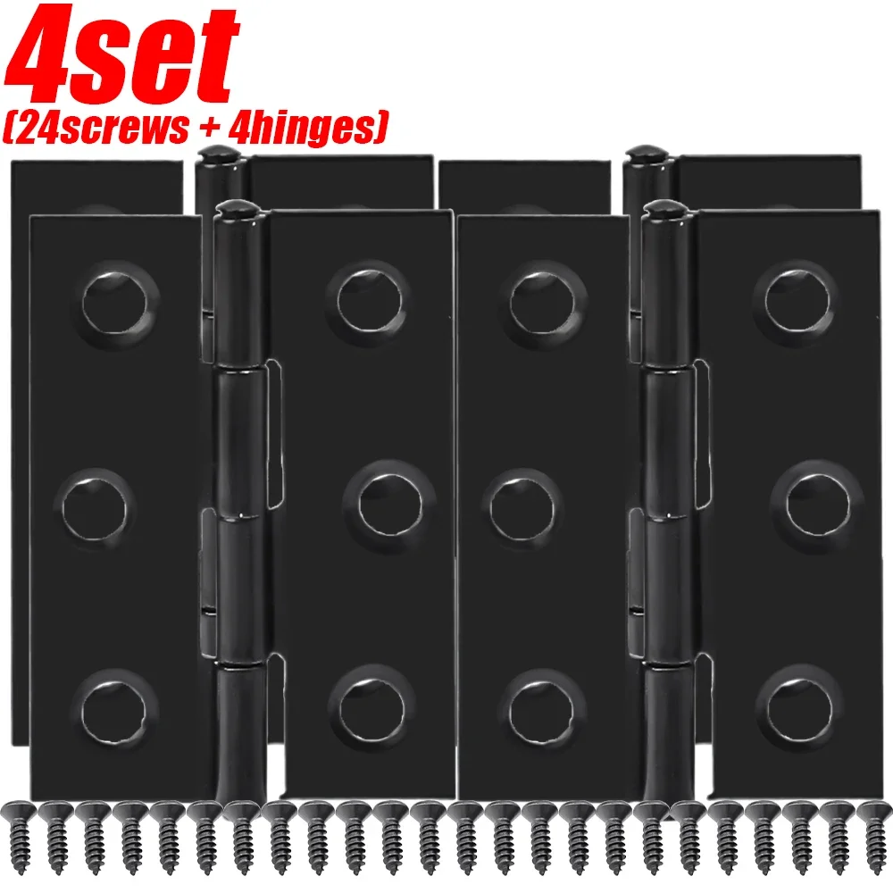 Bisagras de puerta plegables de acero inoxidable de 2 pulgadas con tornillos, puertas de gabinete, ventanas, caja de madera, bisagra plana, herrajes para muebles del hogar: Oro