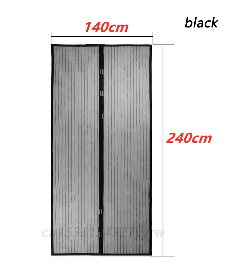 Mosquito Net Curtain Magnets Door Mesh Insect Sandfly Netting with Magnets on The Door Mesh Screen Automatic Closing Door Screen: Black 140x240cm