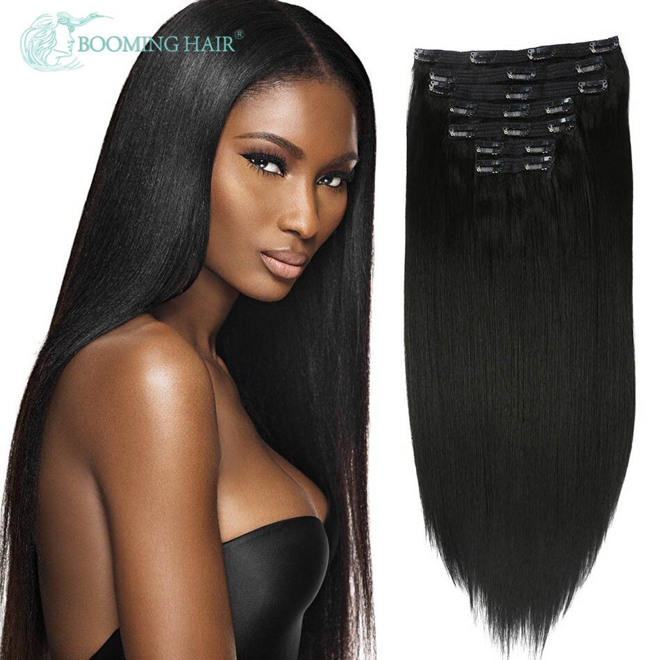 Straight Hair Synthetic Clip In Extensions 140G 24 Inches 7Pcs/Set For Women High Temperature Fiber By BOOMING HAIR