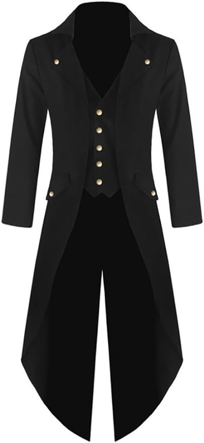 Mens Steampunk Gothic Jacket Victorian Tailcoat Vintage Halloween Costume Tuxedo Coat Uniform