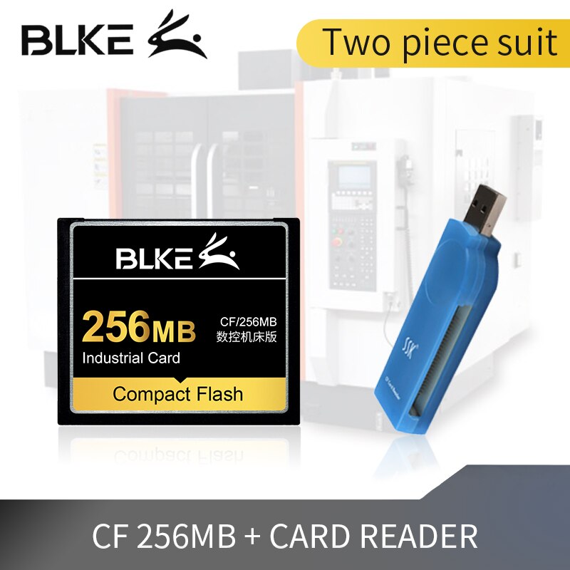 Tweedelig pak blke cf-kaart + kaartlezer compact flash-kaart 4gb 2gb 1gb 512mb 256mb 128mb voor machinegereedschap/cnc/fanuc geheugenkaart: 256m en kaartlezer