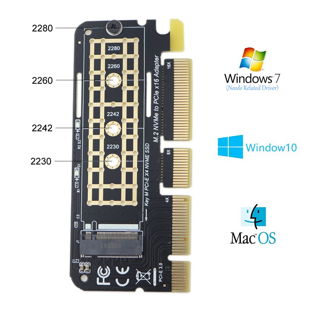 M.2 NVMe SSD Adapter PCI-E 3,0x4x8x16 zu NGFF M Schlüssel Solide Status Stock Konverter karte Für 2230 zu 2282 SSD Unterstützung Sieg 10