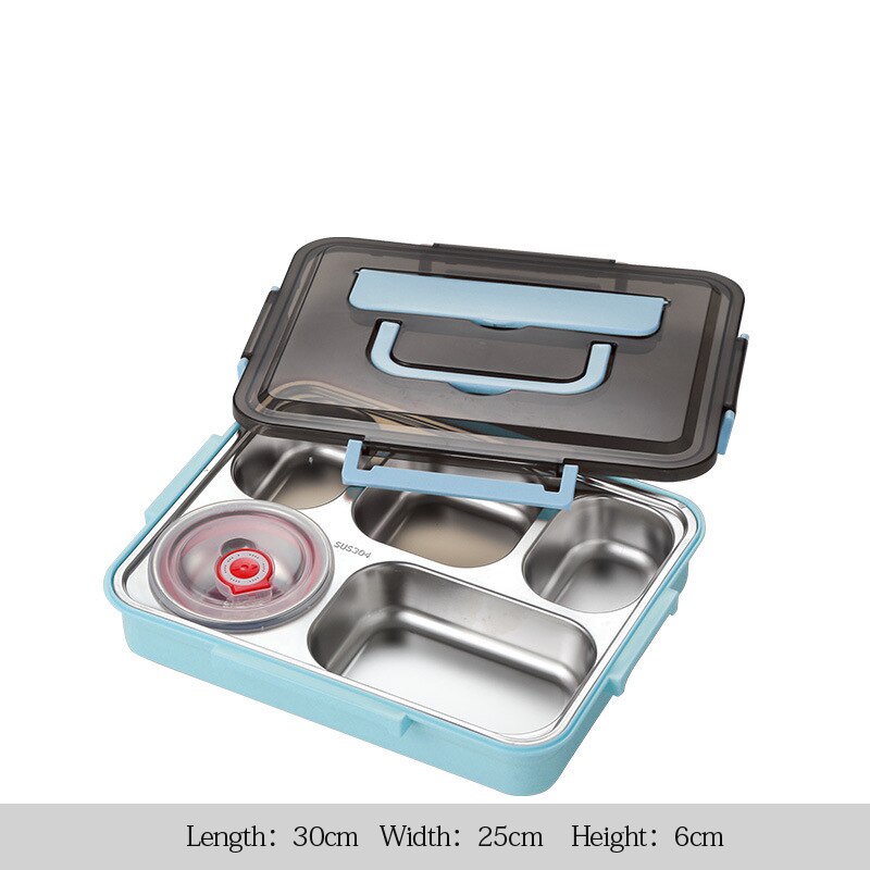 Japanse Kinderen Lunchbox 304 Rvs Bento Lunch Box Met Compartiment Servies Magnetron Voedsel Container Doos: A