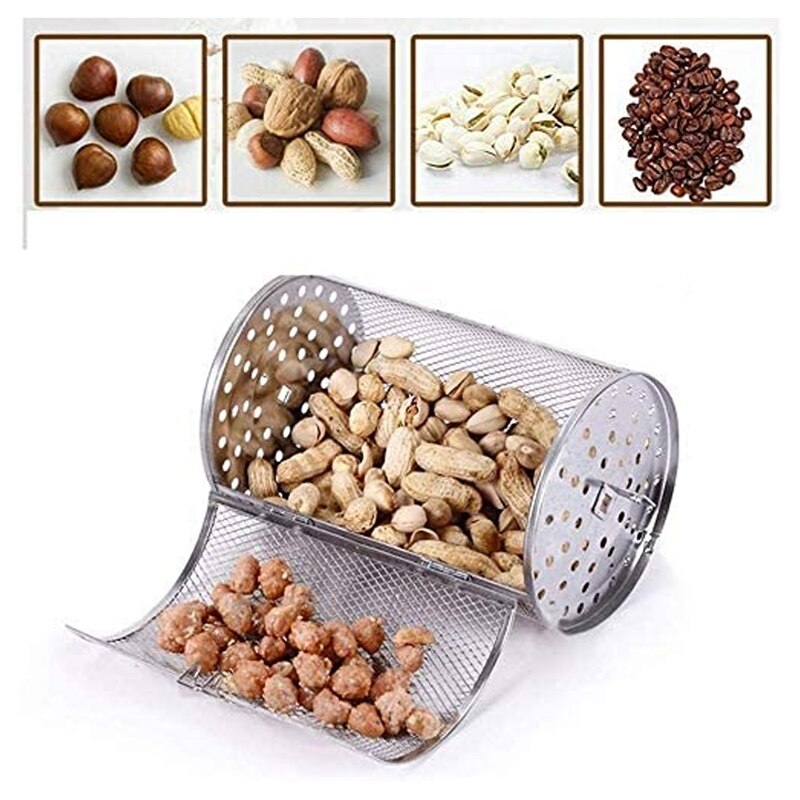 Stainless Steel Grill Roaster Drum Oven Basket Bakeware Oven Roast Baking Rotary Nuts Basket BBQ Grill Cooking Tool