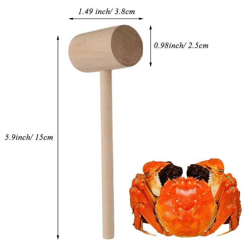 20Pcs Wooden Hammer Lobster Shellfish Crab Hardwood Mallet Gavel Toy for Boys Girls Leather Craft Jewelry Making