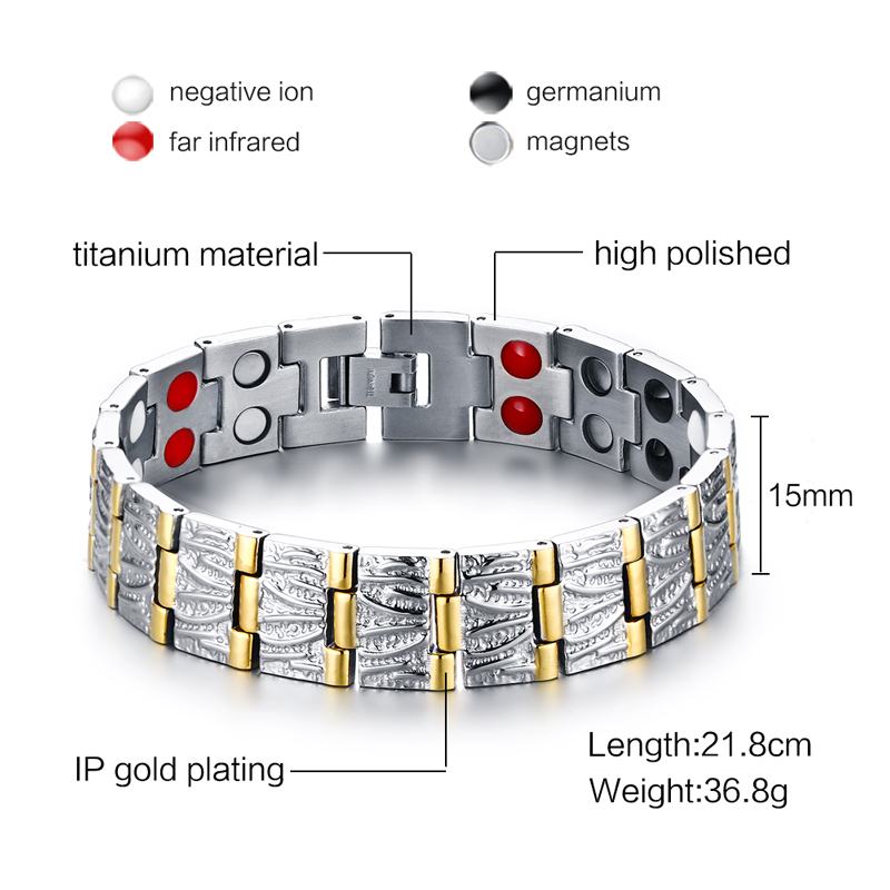 Vnox 100% Titanium Armbanden & Bangles Mannen Sieraden Gezondheid Power Magnetische Sieraden Gratis Doos