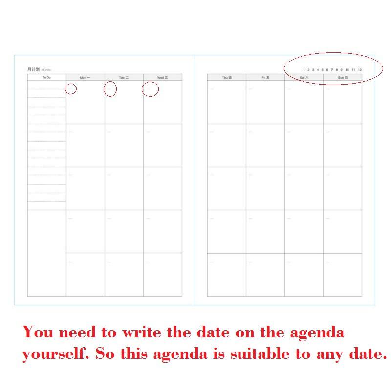 A4 Big 365 Self-filling Kawaii 365 Planner Notebook 12 Month Agenda Chinese Planner Office School Supplies Schedule Book