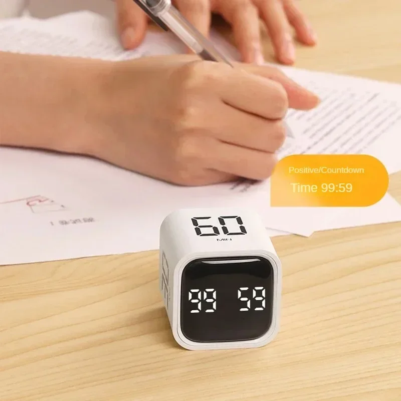 Productiviteit Kubus Timer Zwaartekrachtsensor Flipping LED-display 4 vooraf ingestelde tijd Dubbele modi Countdown Kookstudie Mini digitale timer