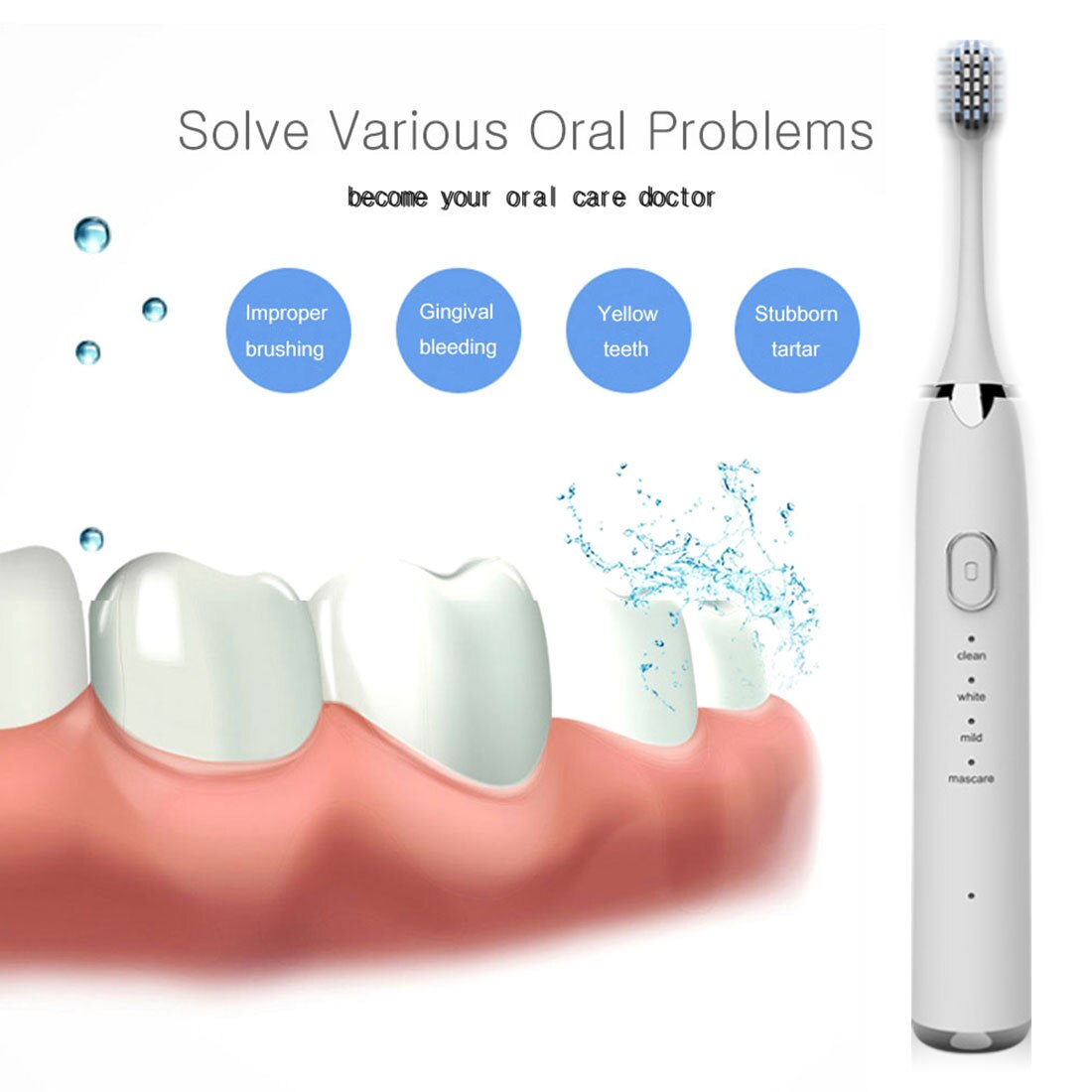 Sonic Elektrische Tandenborstel 4 Modes Usb Aangedreven Reizen Waterdichte Toothbruhs Automatische Volwassenen