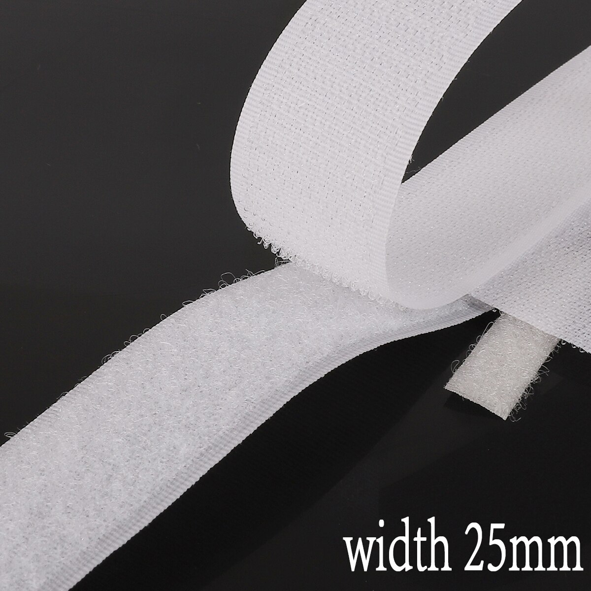 2M 16-40mm White Magic Tape Hook Loop Not Adhesive Fastener Tape Nylon Sticker Disks Tape for DIY Craft Supply Roll Sew On Tape: White 25mm width