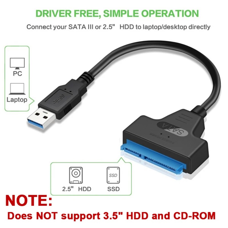 Kabel SATA robić USB 3.0 / 2.0 robić dysków zewnętrznych HDD SSD 2,5 cala, robić 6 Gbps, adapter SATA 3 22-Szpilka, kabel USB 3.0 robić SATA III