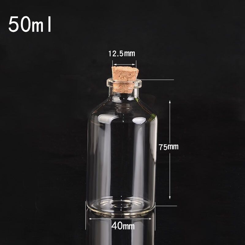 25pcs Transparent Lead-Free Glass Sealed Can Storage Tank Food Grains Storage Jar Cork Tea Containers Kitchen Storage: 40x75mm 50ml