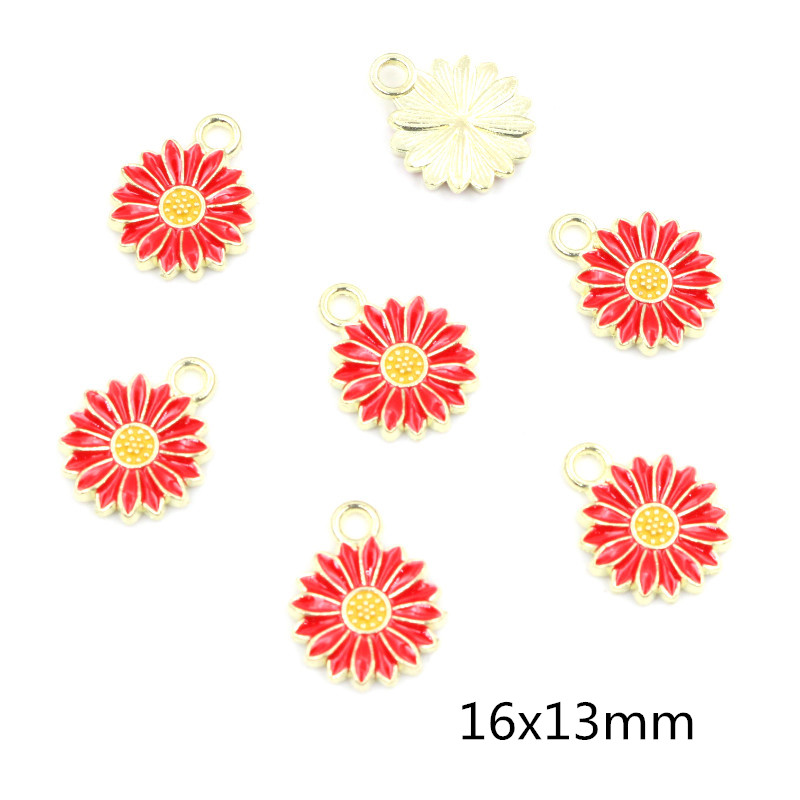 20Pcs 7-Kleuren Legering Metal Olie Colorblock Madeliefjes Charme Bloem Hanger Voor Diy Armband Ketting Sieraden Maken bevindingen: Antique Bronze Plated