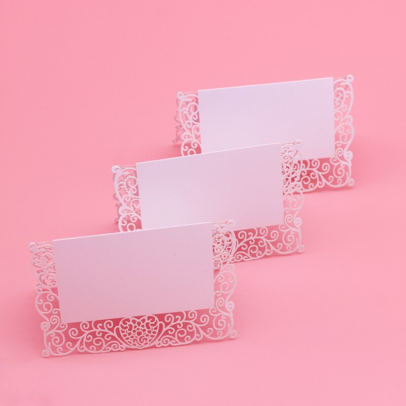 100 stks/partij Cut-out skelet Kant Bloemen Bruiloft Verjaardagsfeestje Tafel Naam Wijn Voedsel Gast Zetels Plaats Kaarten Gunst decoratie