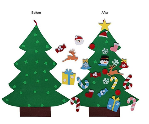 3D Deluxe Felt Christmas Tree Children Toddler Kids UK Christmas Felt Tree Door Wall Hanging Preschool Craft Fuzzy Felt