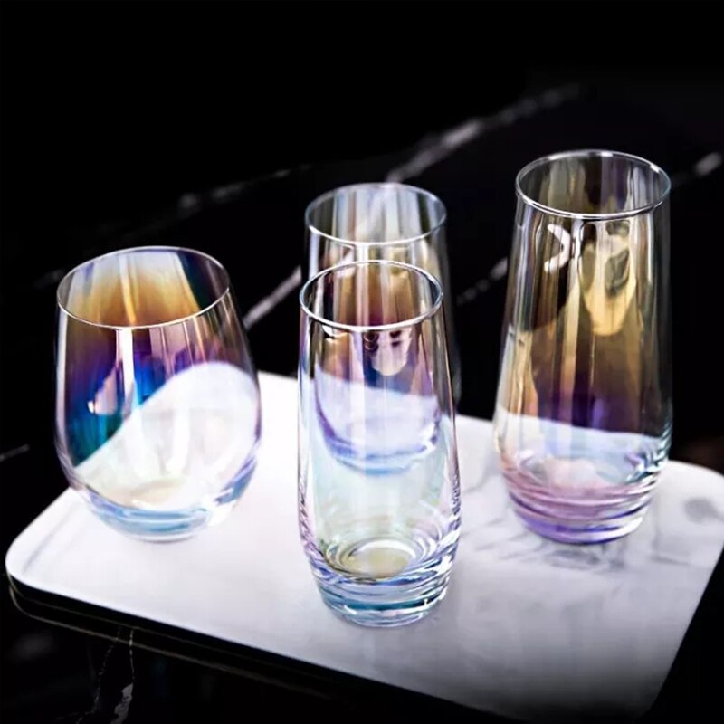 Colorful Lead-free Glass Cup Luxury Transparent Water Cups Egg-shaped Fruit Juice Dessert Drink Coffee Cup Household