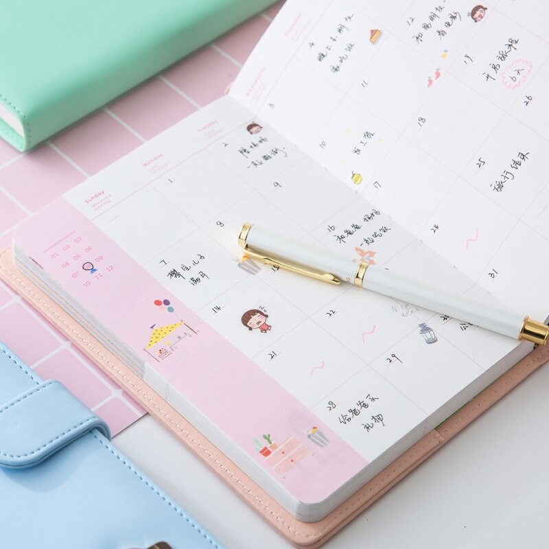 Tegneserie magnetisk spænde håndbog illustration kalender notesblok notesbog elev skema kontor papirvarer