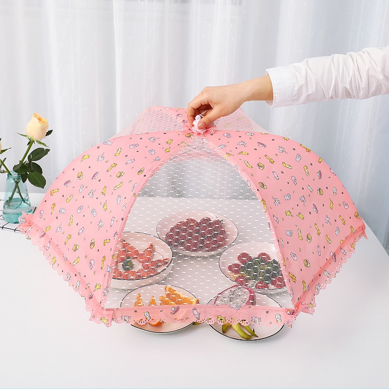 60/80cm Gauze Umbrella Food Cover Picnic Kitchen Anti Fly Mosquito Net Folded Meal Cover Tent Table Mesh Food Cover Kitchen Tool