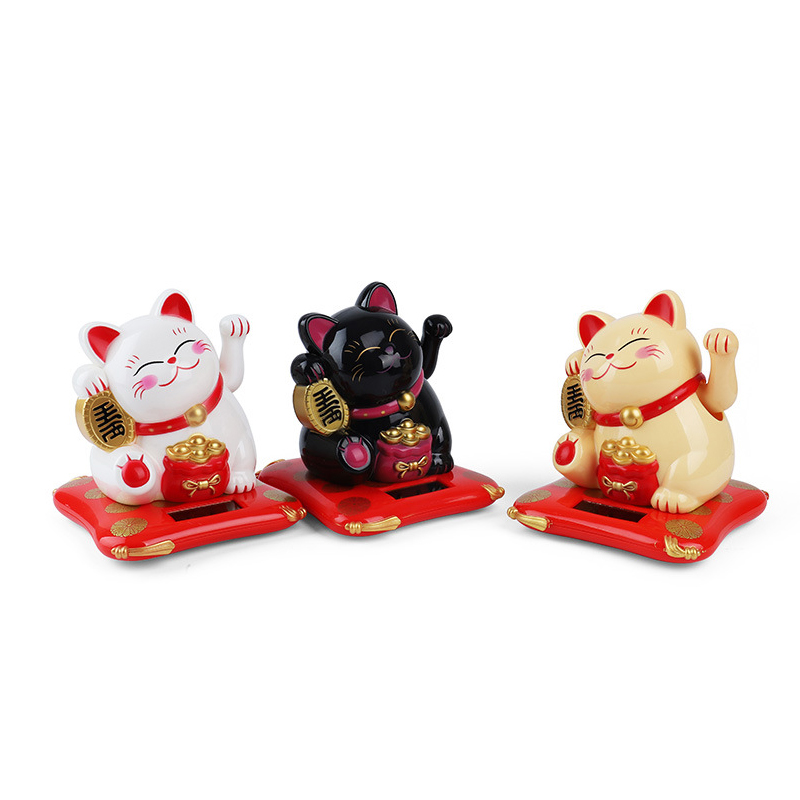 Seizoensgebonden Decor 2.5 Japanse Solar Wave Hand Lucky Cat Autodecoraties Nieuwjaar Beeldjes & Miniaturen Hangend 1pc