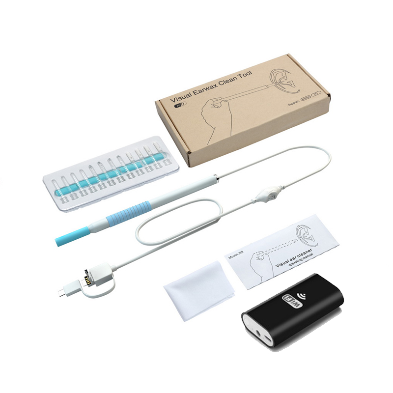 Android IPhone WIFI Otoscope Ear Health Care Inspection Video Visual Camera HD720P Wireless 3in1 Endoscope Camera for Ear Health