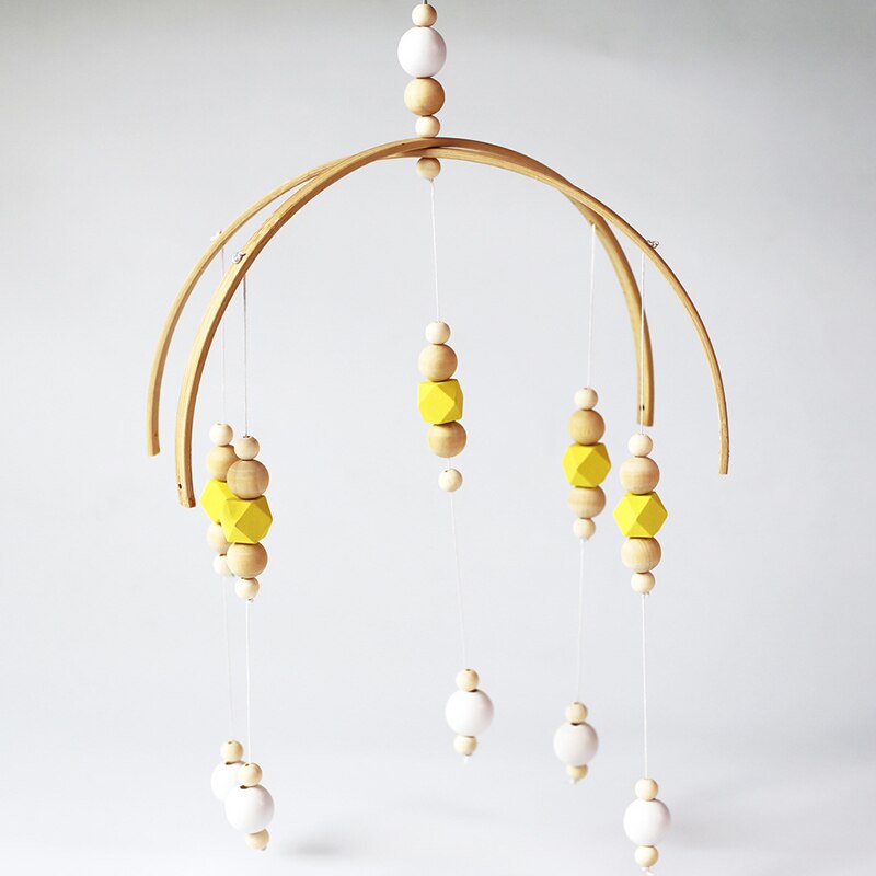 Baby Crib Mobile Rattle Toys Wooden Beads Wind Chimes Bed Bell Tent Hanging Decoration Kids Newborn Girl Boy Nursery Decor: Yellow