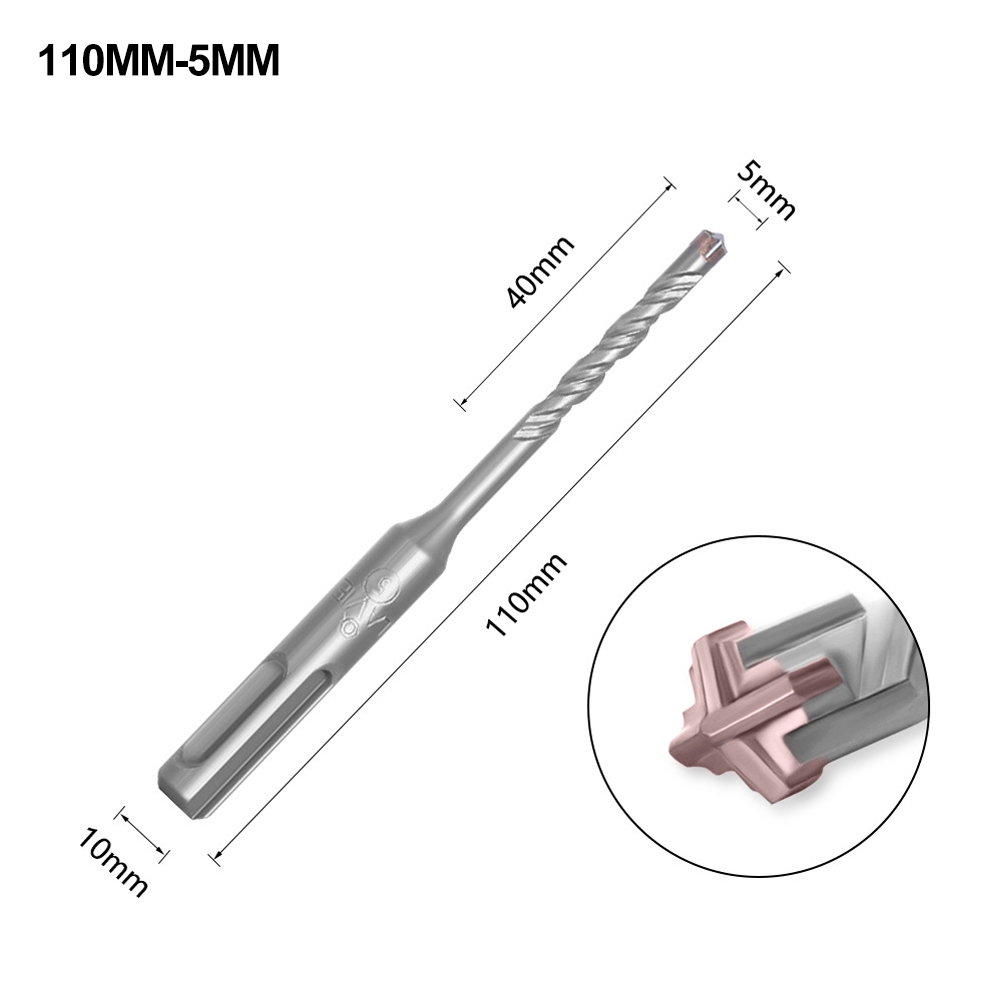 SDS Plus Drill Bit Concrete Cross Tips Bits 4 Cutters Ceramic Wall Brick Drilling Bits Electric Hammer Bits: Brown