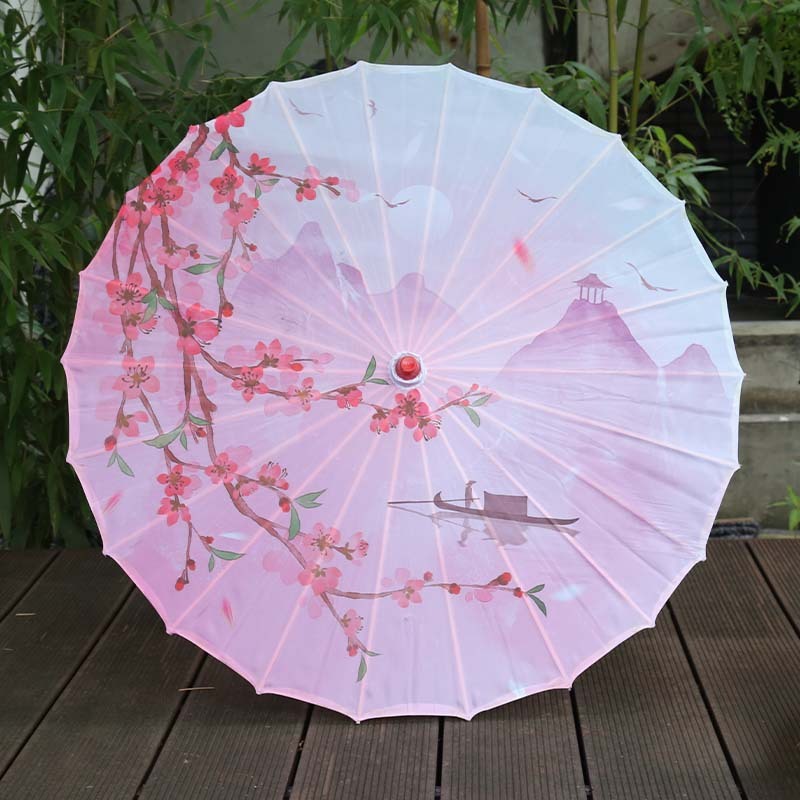 Ancient Style Printed Silk Fabric Tassel Umbrella Decoration Oil Paper Umbrella Hanfu Umbrella Classical Sun Protection Parasol: Brown
