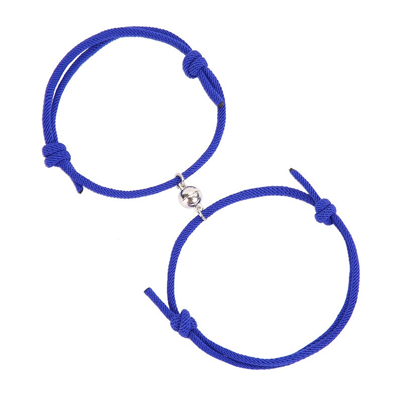 2pcs/pair Magnet Couple Bracelet Long Distance Minimalist Matching Braslet For Lovers Friendship Brazalete: LightBlue