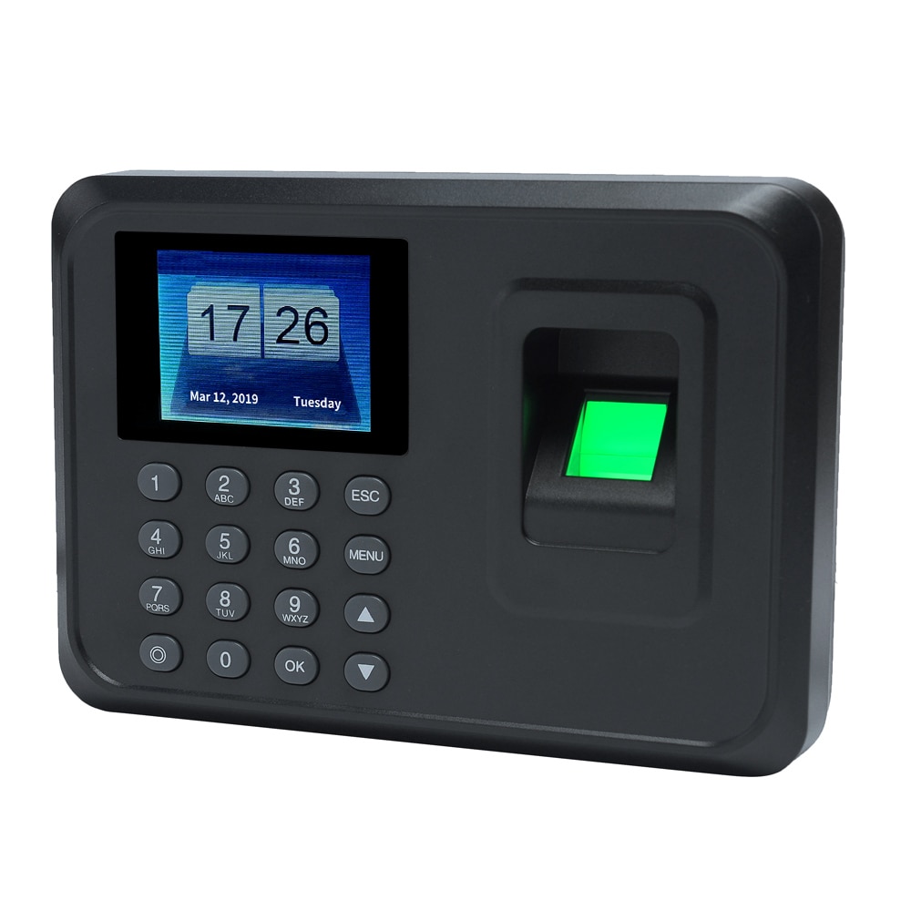 Intelligent Biometric Fingerprint Password Attendance Machine Employee Checking-in Recorder 2.4" TFT LCD Screen DC 5V Time Clock