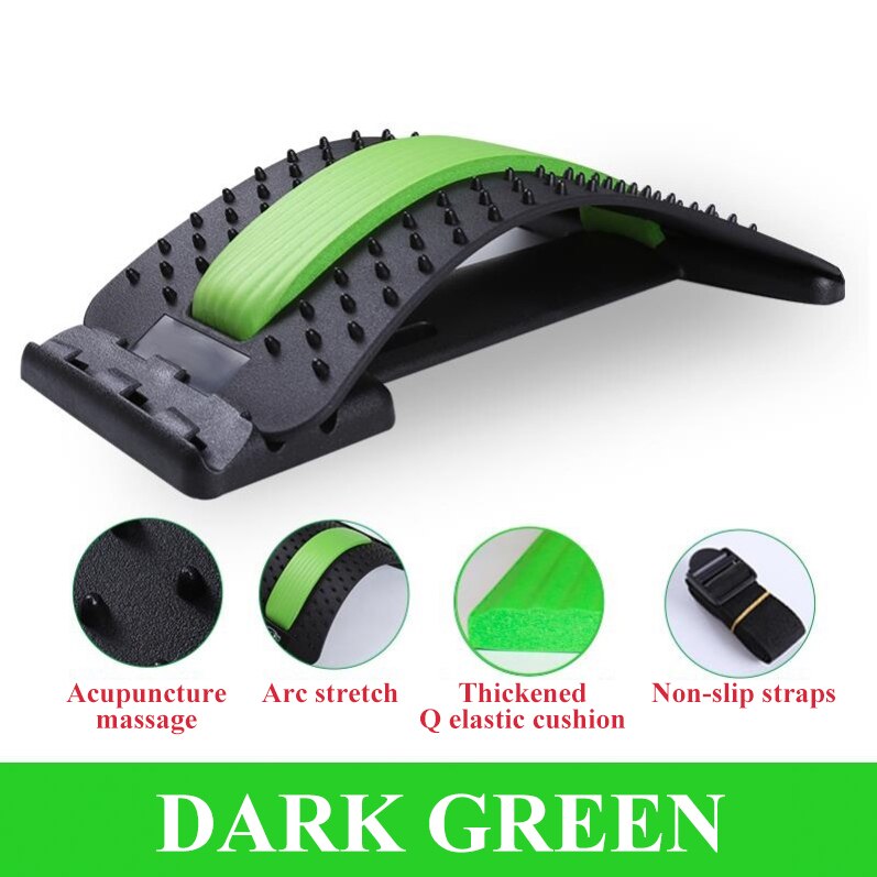 Massager Stretcher Fitness Back Stretch Equipment Lumbar Support Relaxation Mate Spinal Pain Relieve: Green