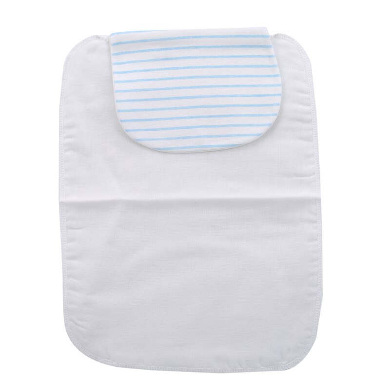 Toalla de sudor a rayas de algodón suave para bebé recién nacido, paño de lavado, gasa, toallitas de sudor para niños, toalla transpirable de humedad para el cuidado del bebé: Blue